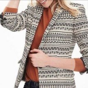 NWT banana republic jacquard black cream Aztec tribal blazer jacket 2P texture